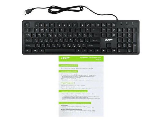 Клавиатура проводная Acer OKW020 черный slim (ZL.KBDEE.001)